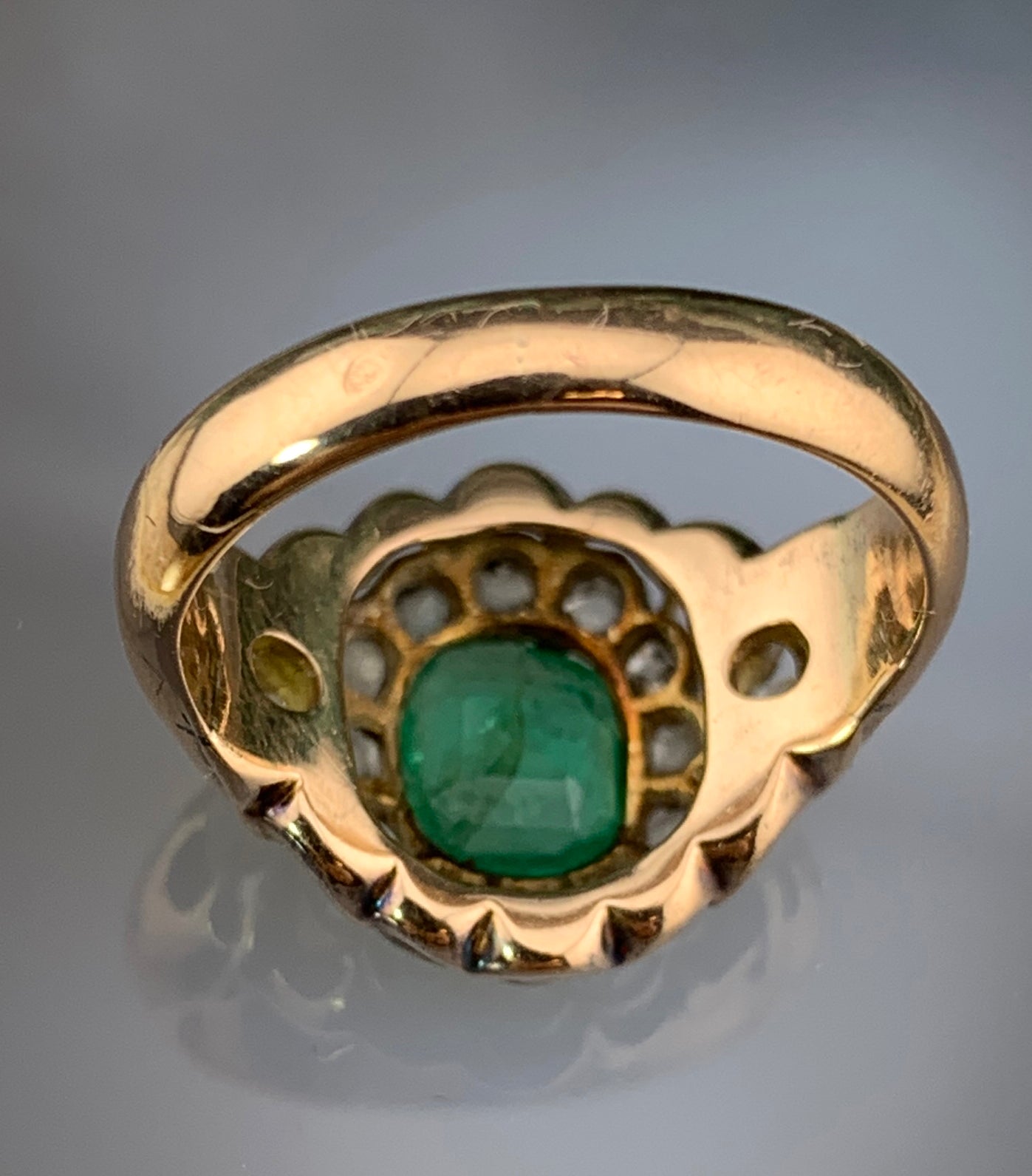 Sold Antique 18K, Silver, Diamond & Emerald Ring
