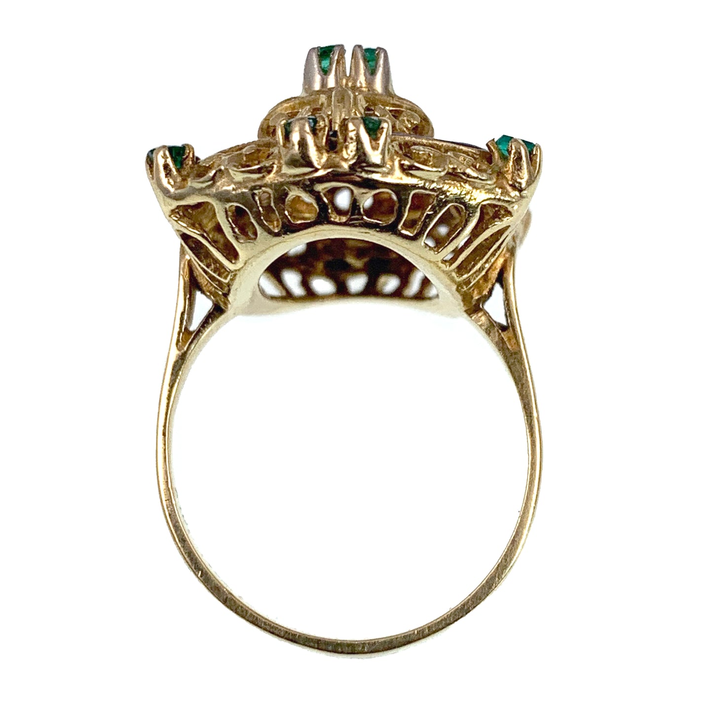 Vintage Italian 18K, Emerald & Enamel Toliro Ring