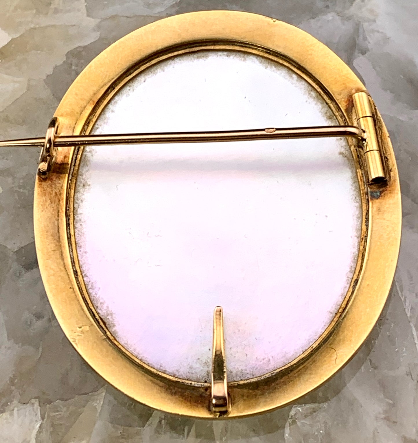 Antique French 18K, Grisaille Hand Painted Enamel Grisaille Brooch