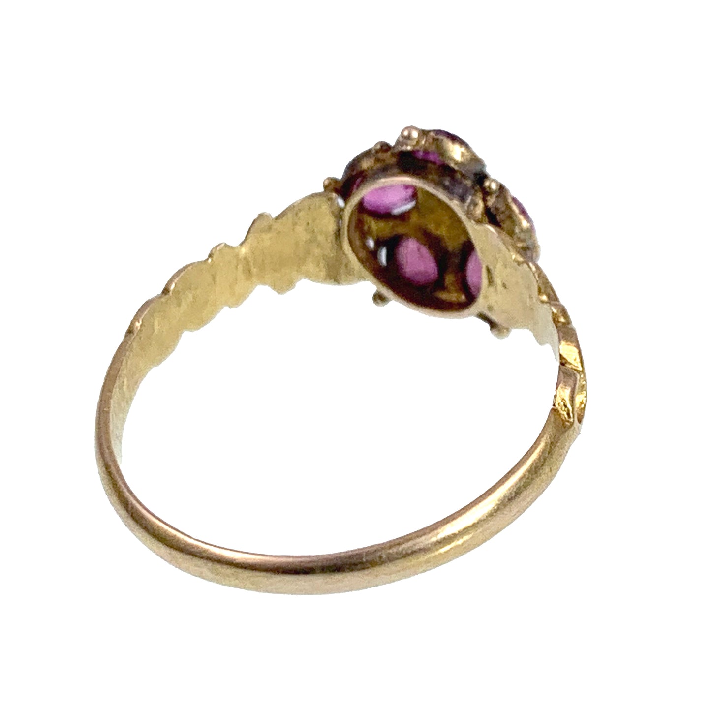 Antique 15K, Tourmaline & Seed Pearl Forget Me Not Ring
