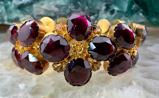 Sold Antique Romantic Period 16-18K & Garnet Bracelet