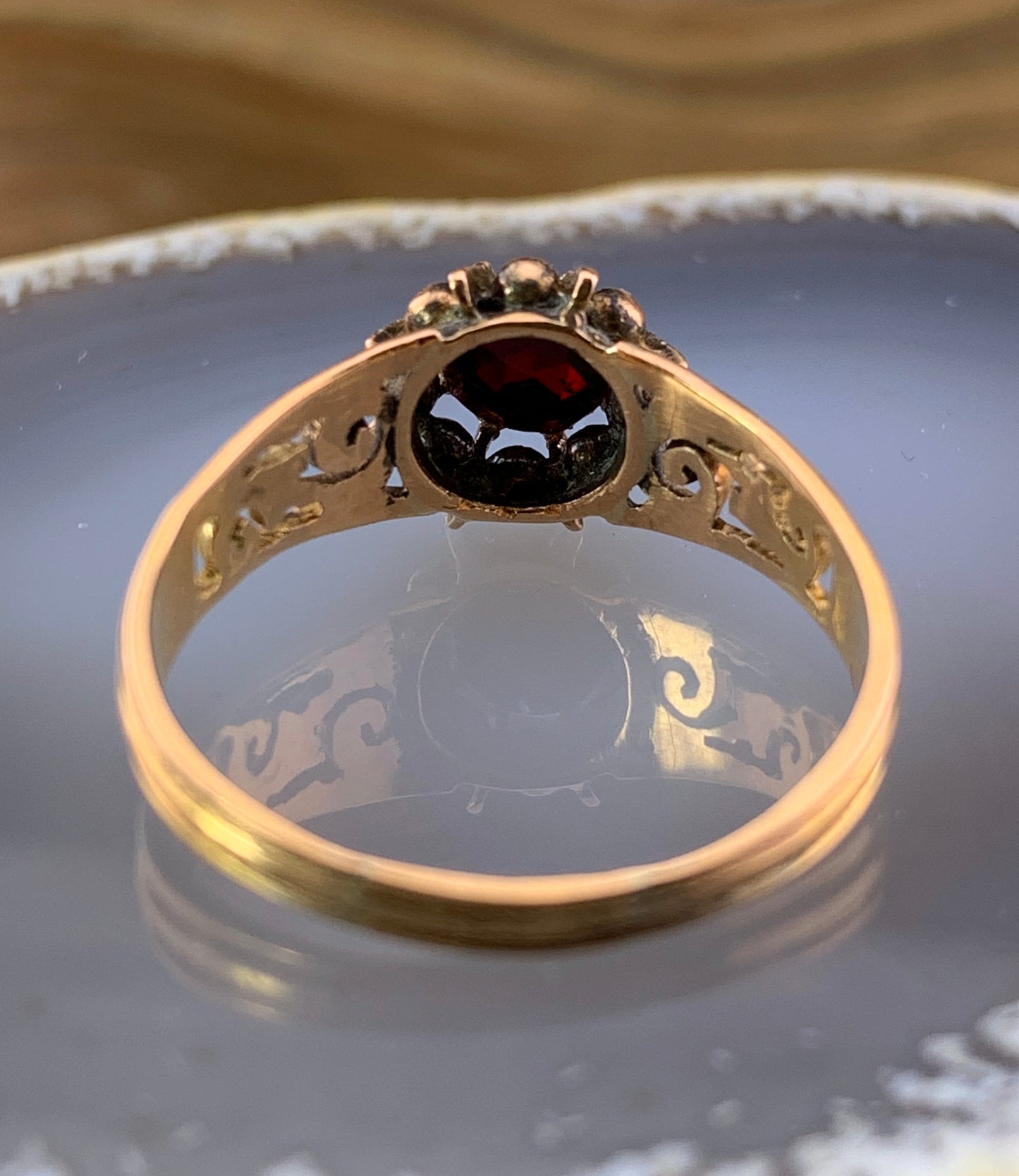 Antique French 18K & Garnet Ring
