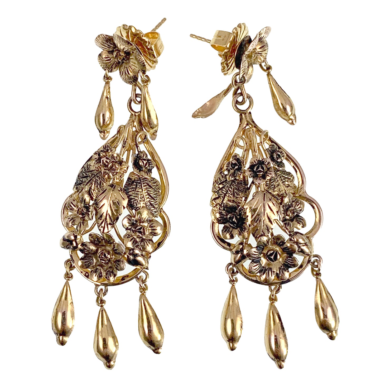 Sold- Antique 22K Gold Floral Earrings