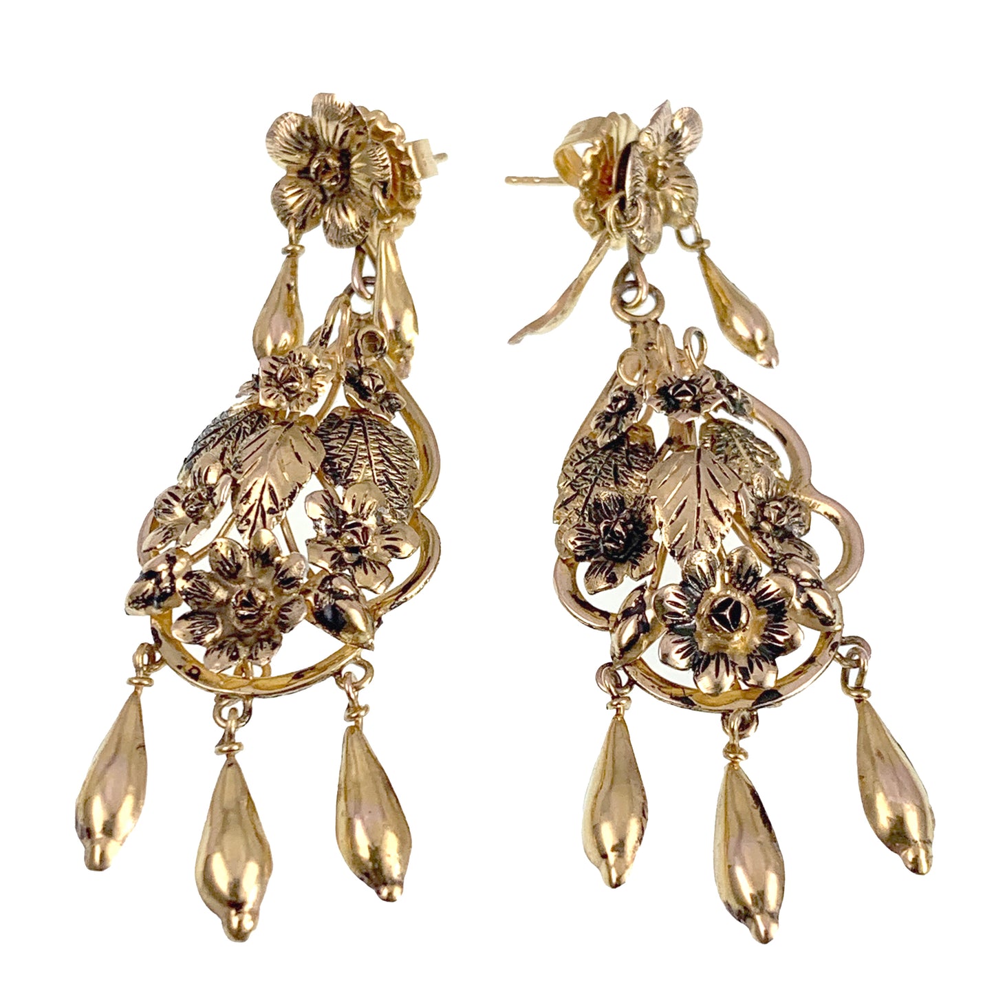 Sold- Antique 22K Gold Floral Earrings