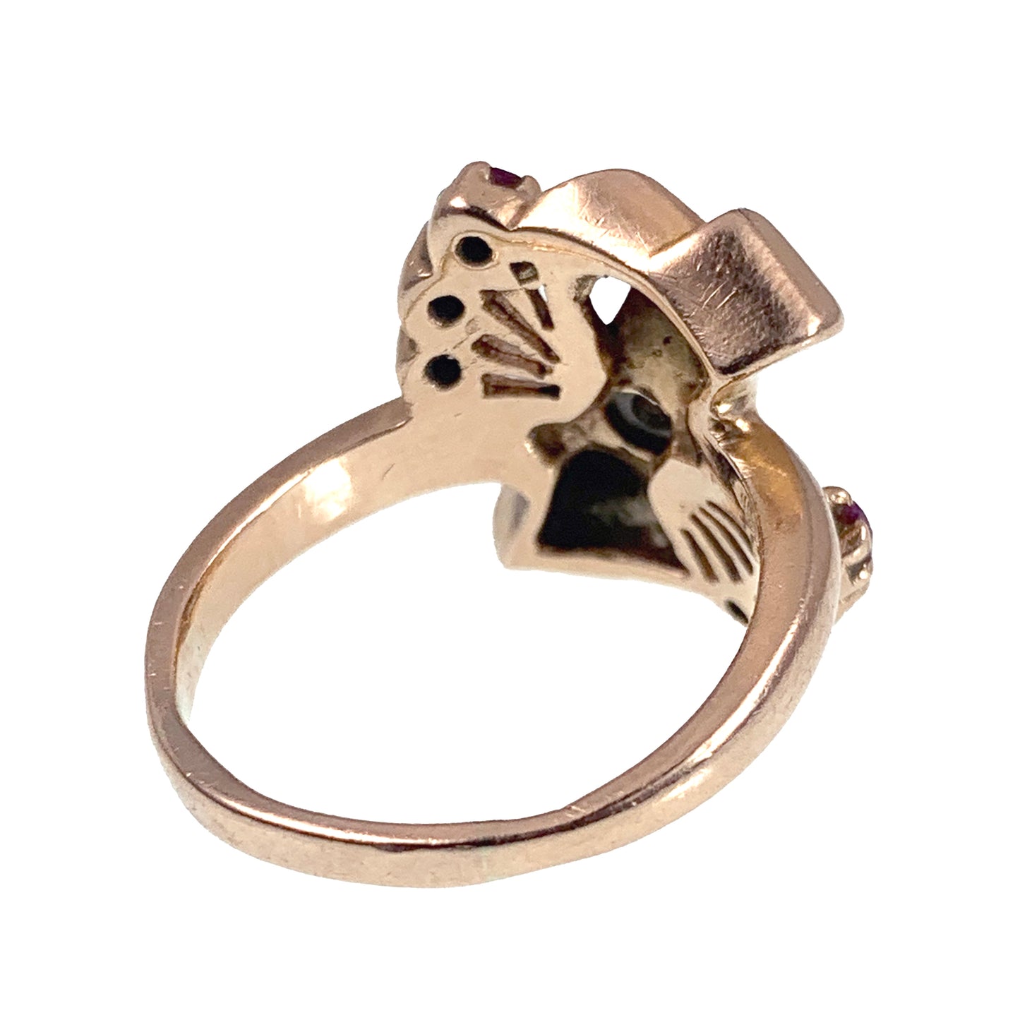 Vintage Retro 14K, Diamond & Ruby Bow Ring