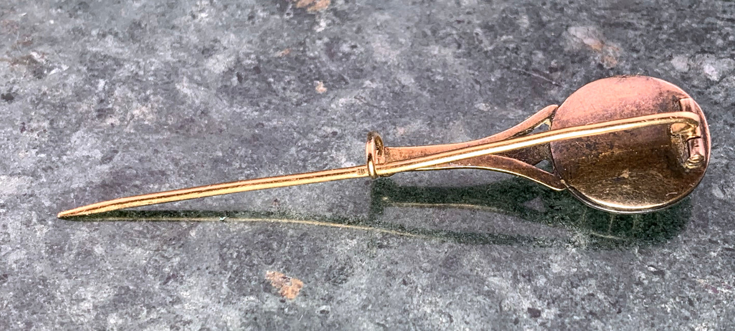 Antique 18K, Silver & Diamond Halley's Comet Stick Pin Brooch