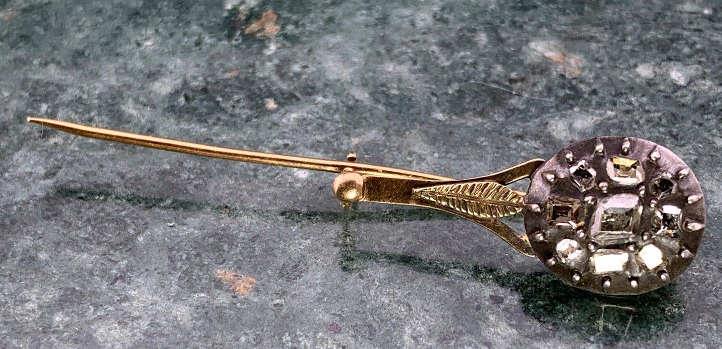 Antique 18K, Silver & Diamond Halley's Comet Stick Pin Brooch