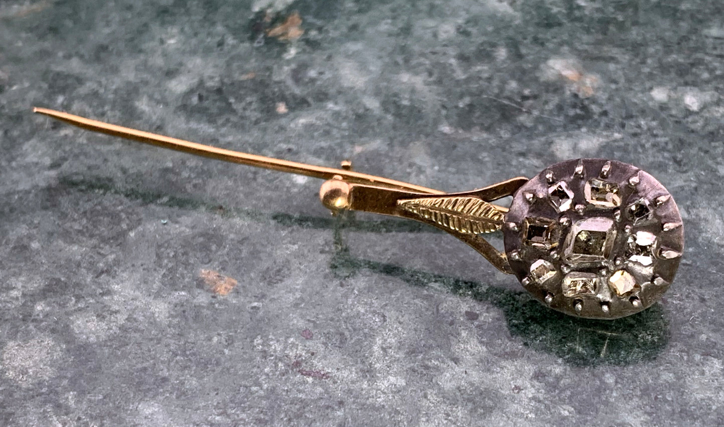Antique 18K, Silver & Diamond Halley's Comet Stick Pin Brooch