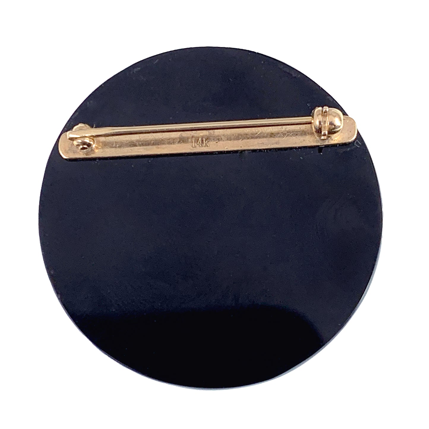 Antique 14K Hand Painted Enamel Portrait In Onyx Brooch