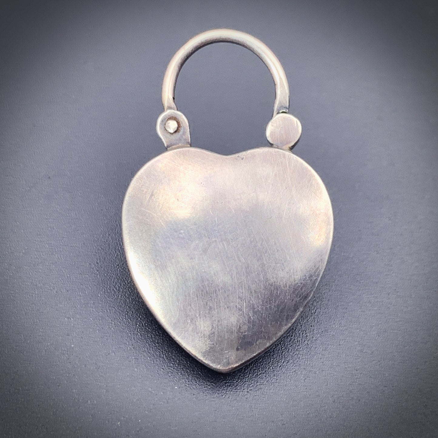 SOLD Antique Sterling Silver & Garnet Heart Padlock Pendant/Charm