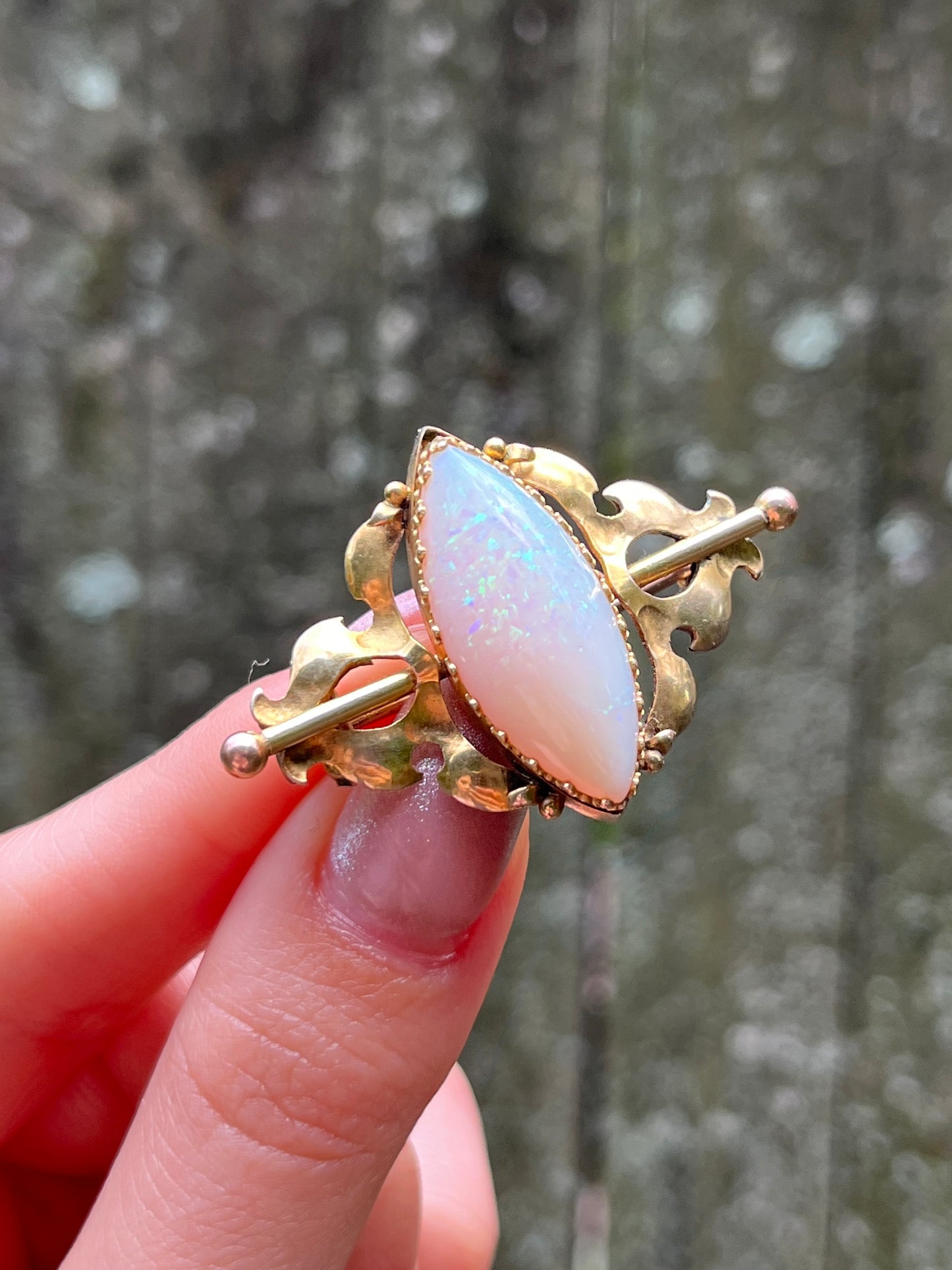 Antique 15K & Opal Brooch