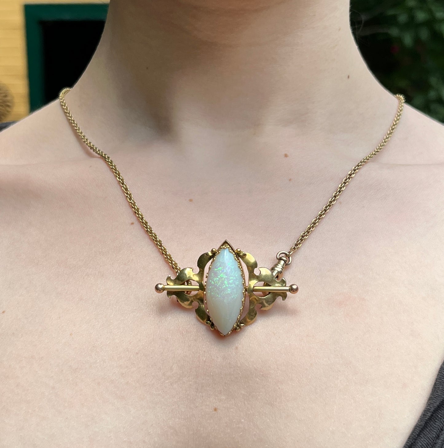 Antique 15K & Opal Brooch