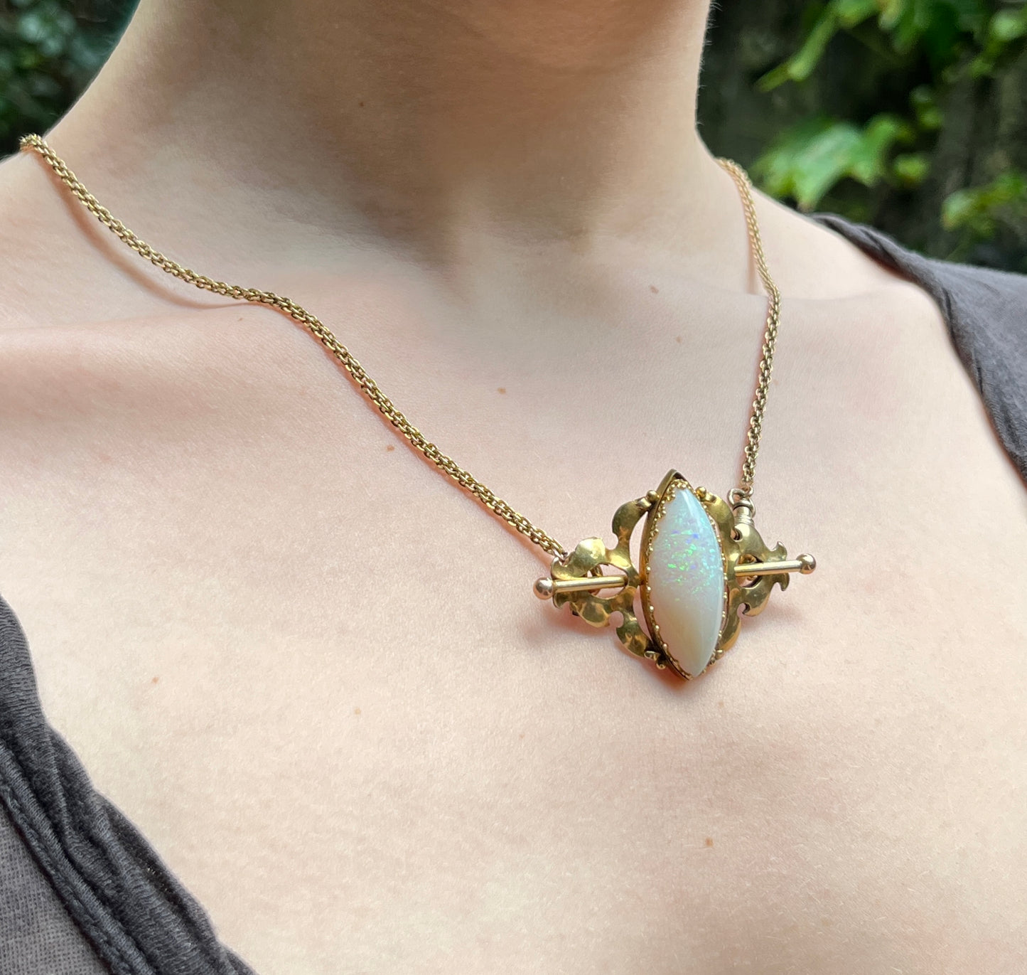 Antique 15K & Opal Brooch