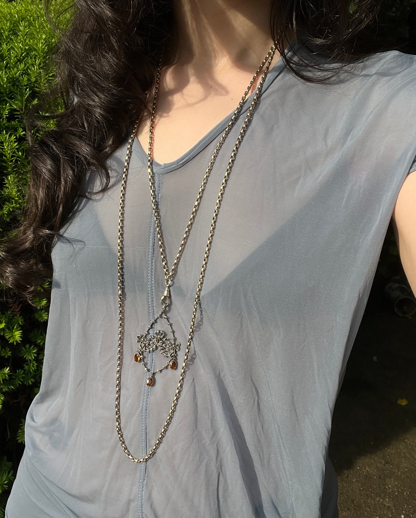 Antique English 9K Rolo Longarde Chain circa 1890-1915