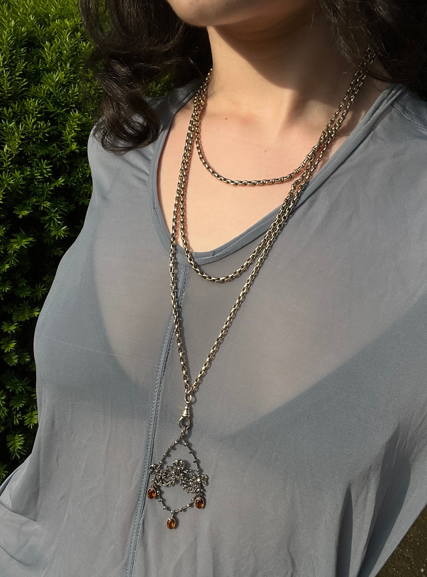 Antique English 9K Rolo Longarde Chain circa 1890-1915