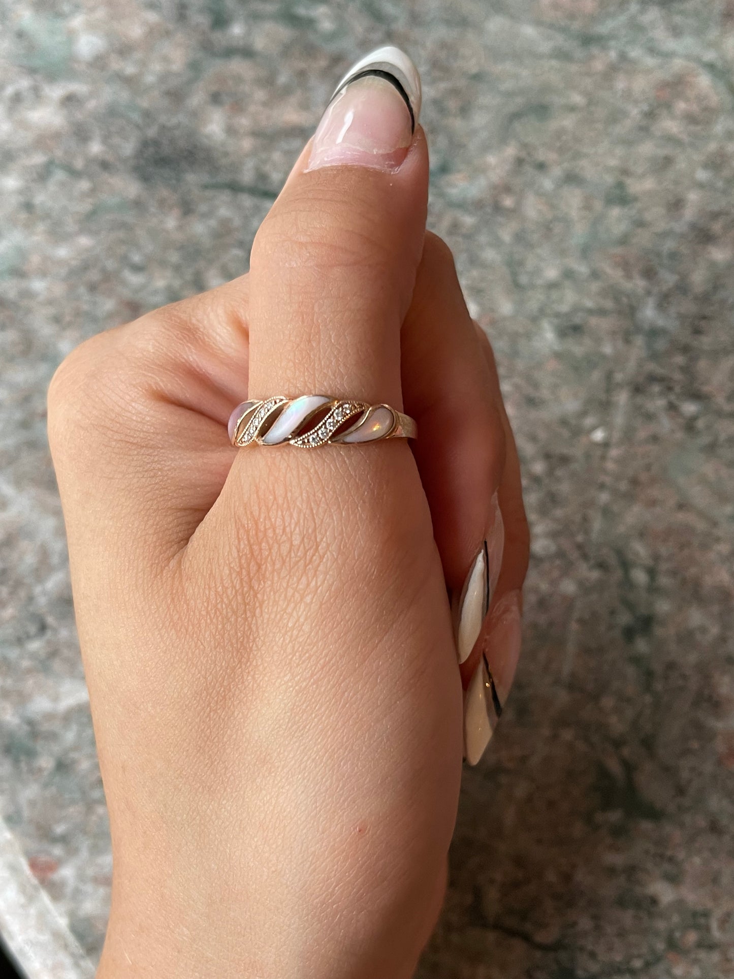 Kabana 14K, Diamond & Mother Of Pearl Ring