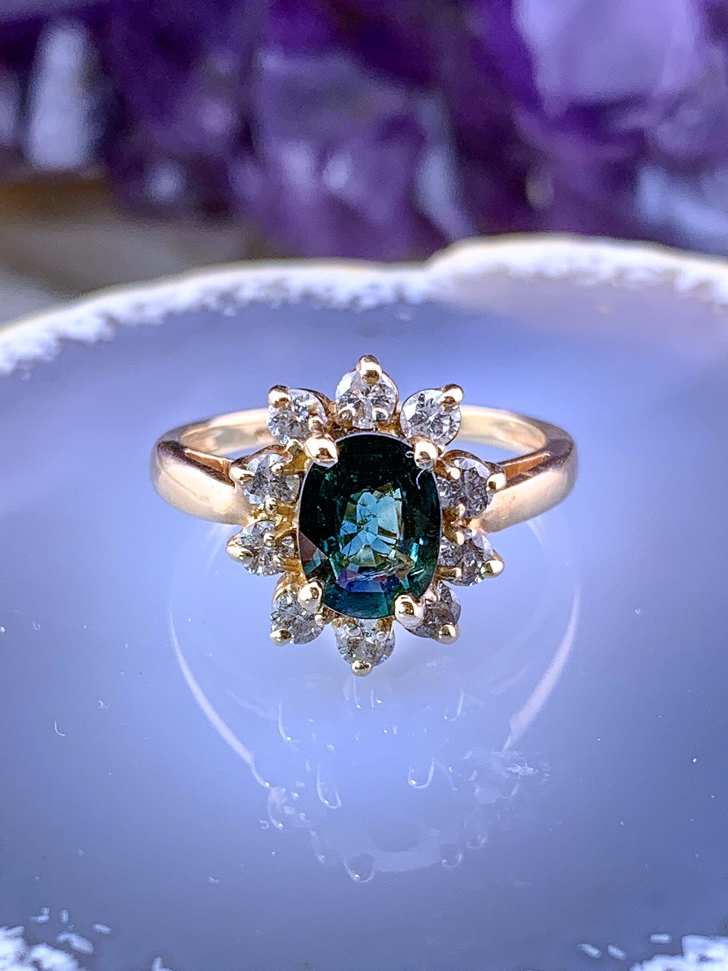 Sold Vintage 14K , Sapphire & Diamond Statement Ring