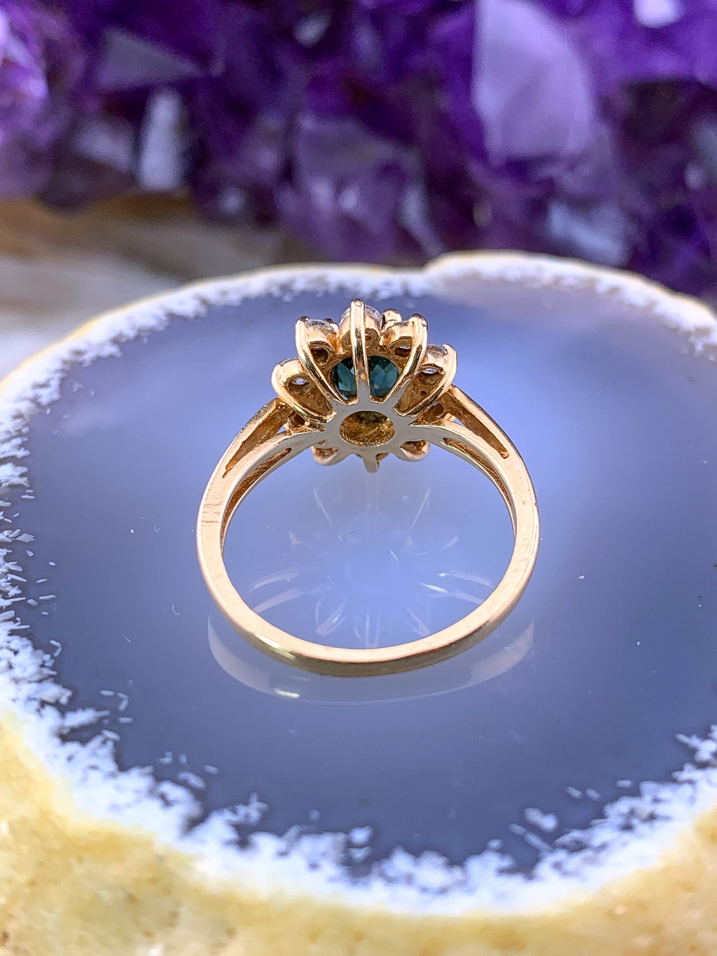 Sold Vintage 14K , Sapphire & Diamond Statement Ring