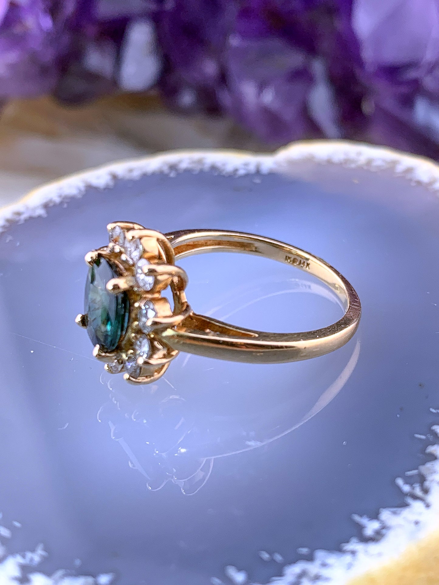 Sold Vintage 14K , Sapphire & Diamond Statement Ring