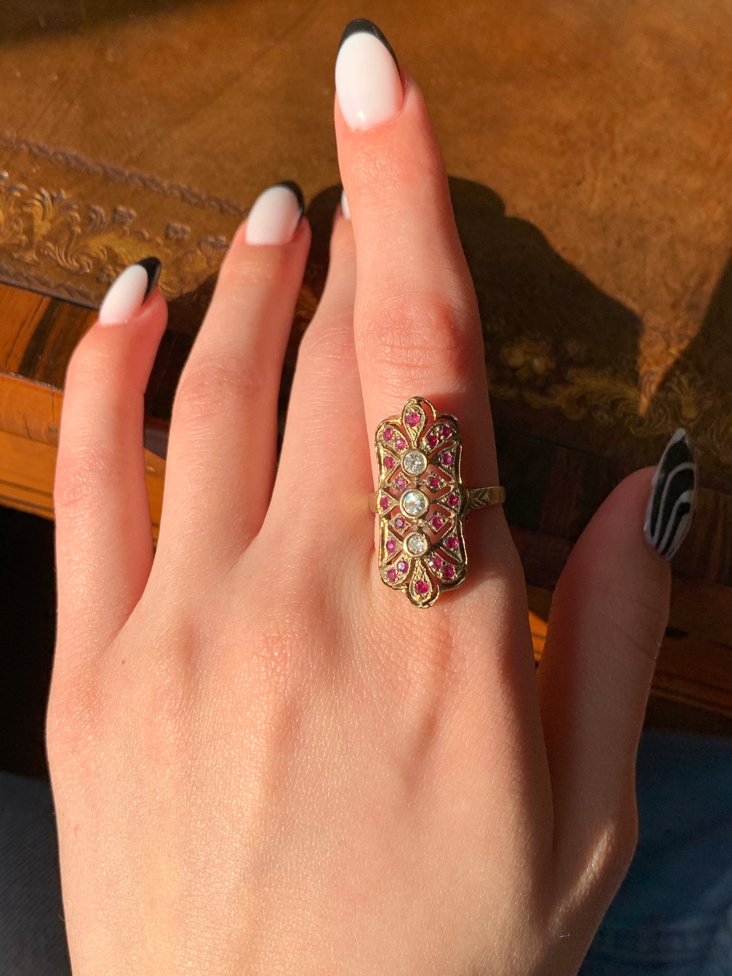 Vintage Victorian Revival 14K, Diamond & Ruby Ring