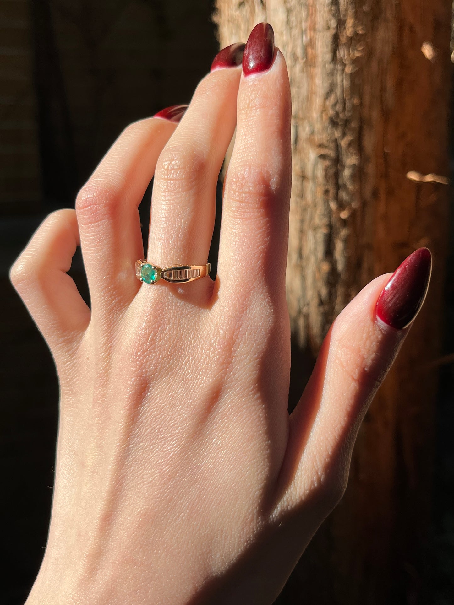 Vintage 14K, Diamond & Emerald Ring