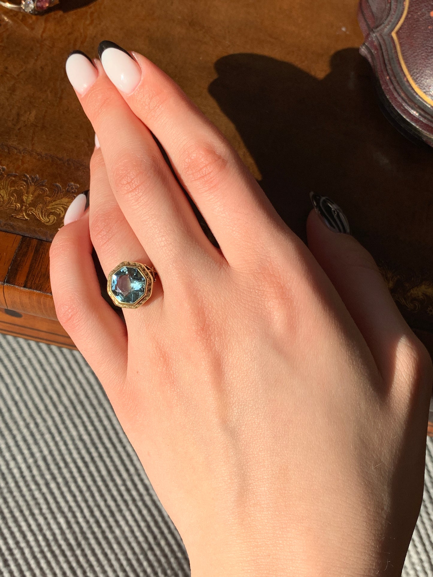 SOLD Antique Art Deco 14K & Aquamarine Ring