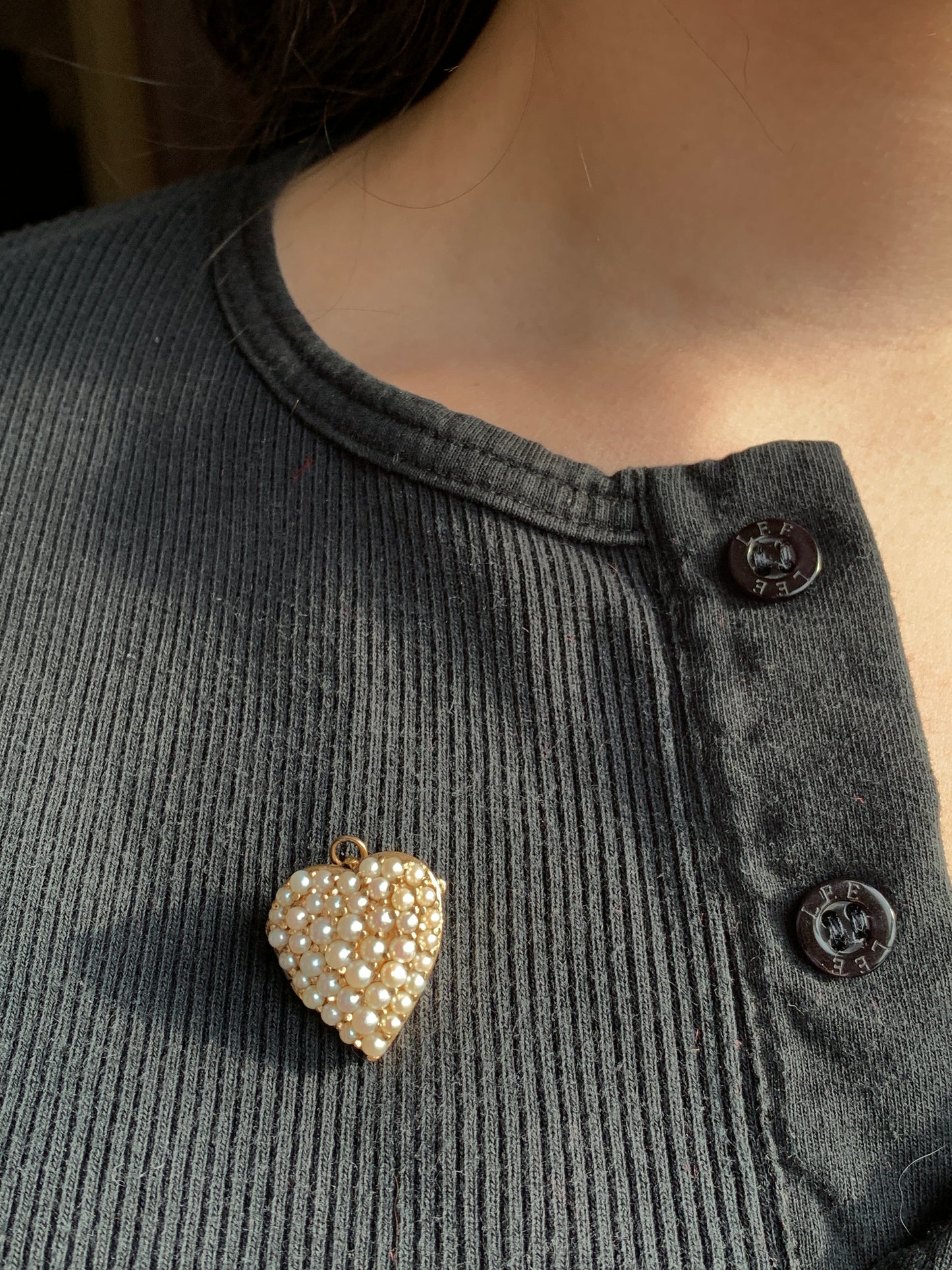 SOLD Antique 14K & Seed Pearl Locket Heart Brooch/Pendant