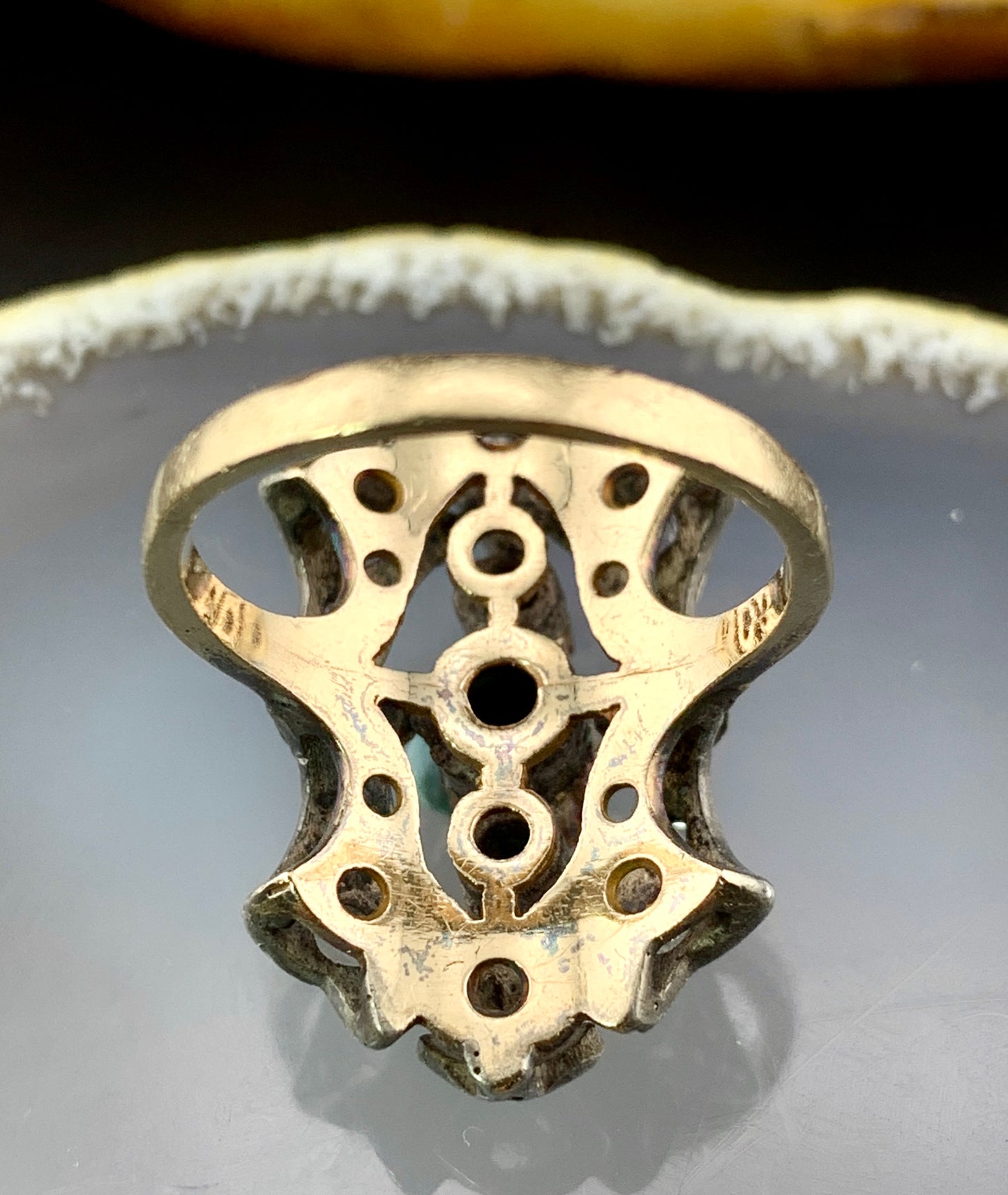 Estate 14K, Diamond & Emerald Ring