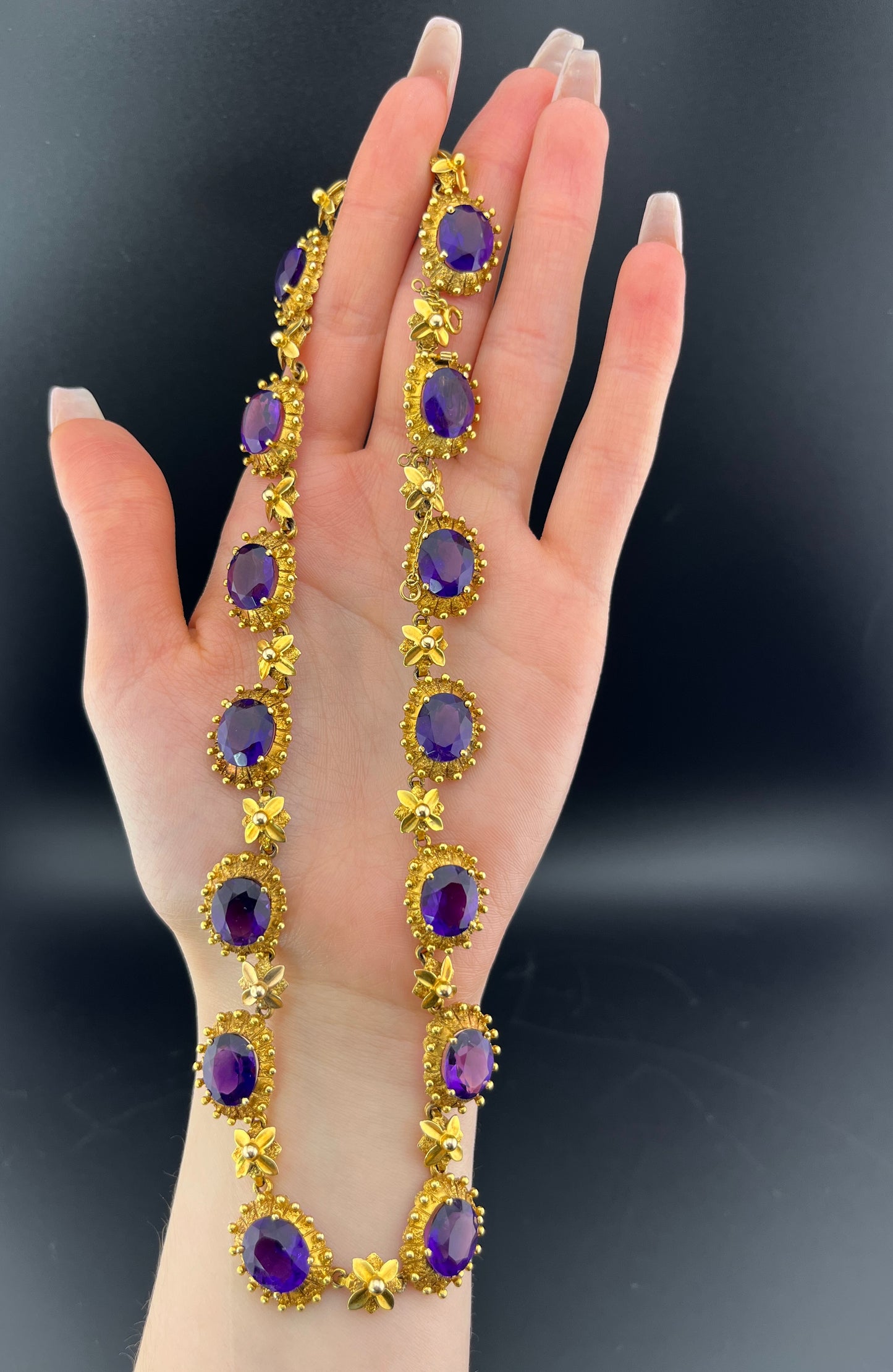 Vintage Antique Revival 9K & Amethyst Demi-Parure