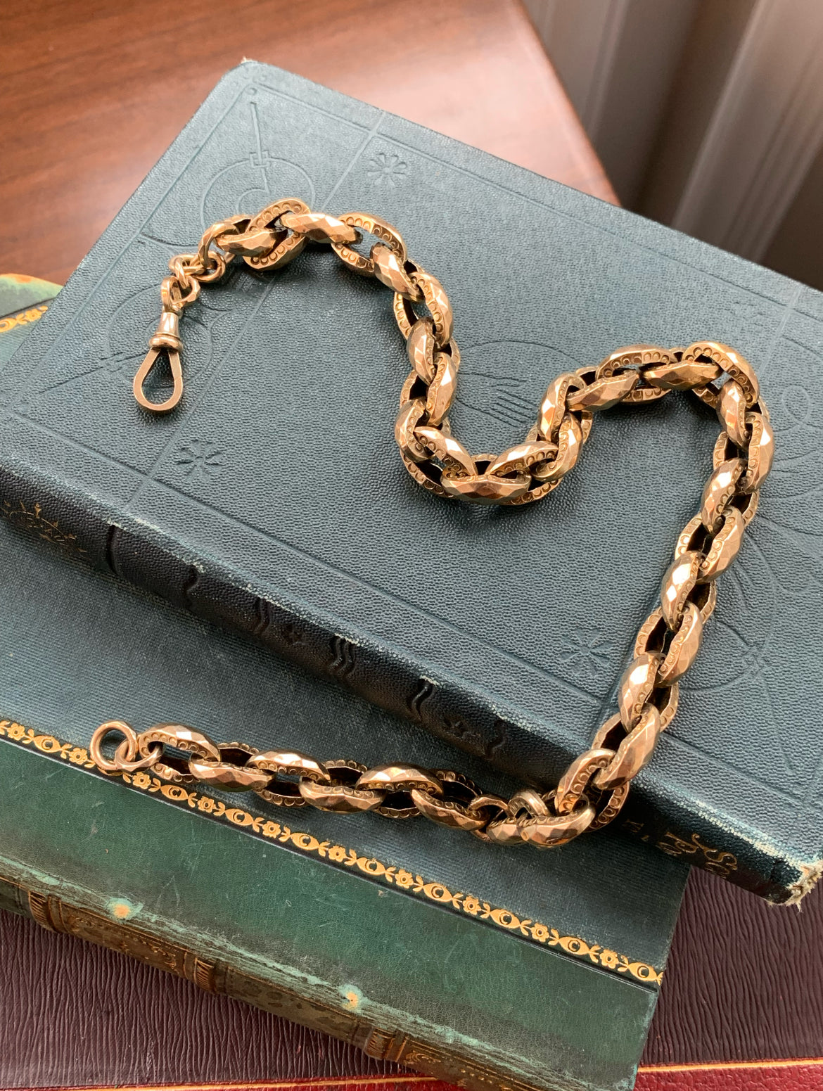 Antique 9K Gold Faceted Cable Chain