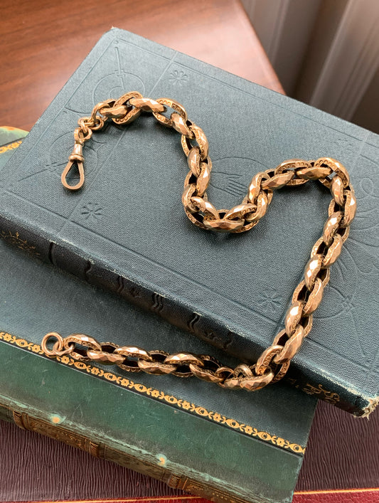 SOLD Antique 9K Gold Faceted Cable Chain