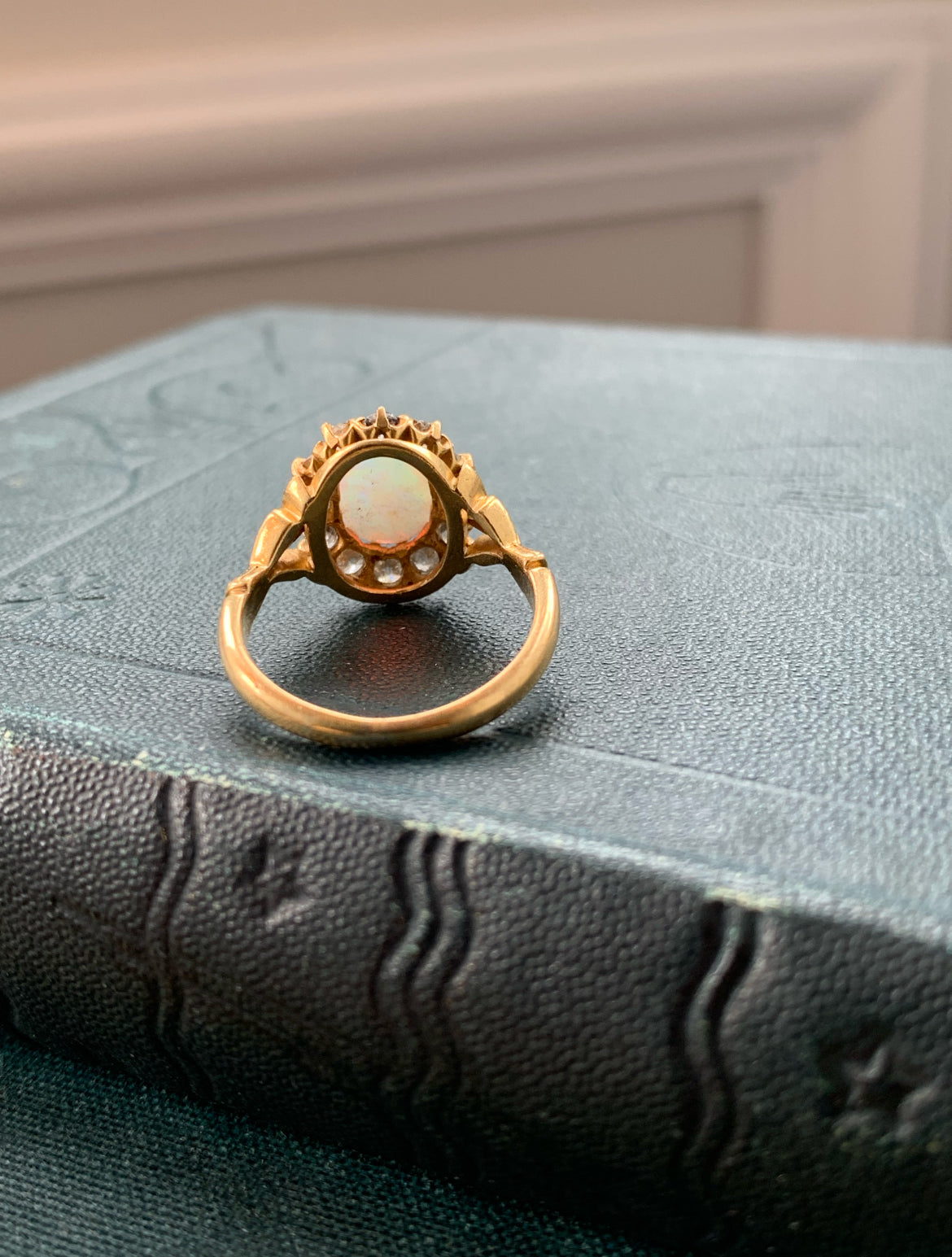 SOLD Antique 18K, Diamond & Opal Ring