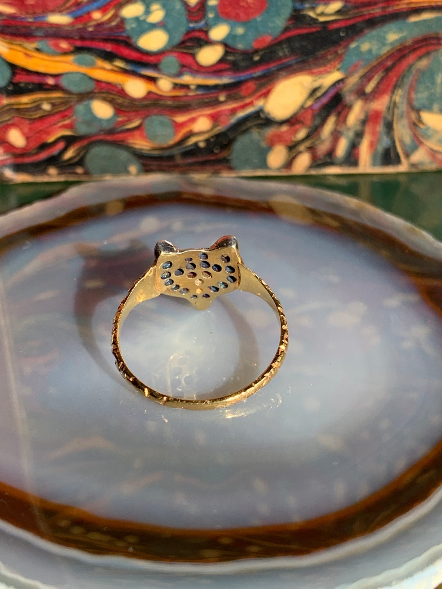 Antique 12K, Diamond & Ruby Fox Ring