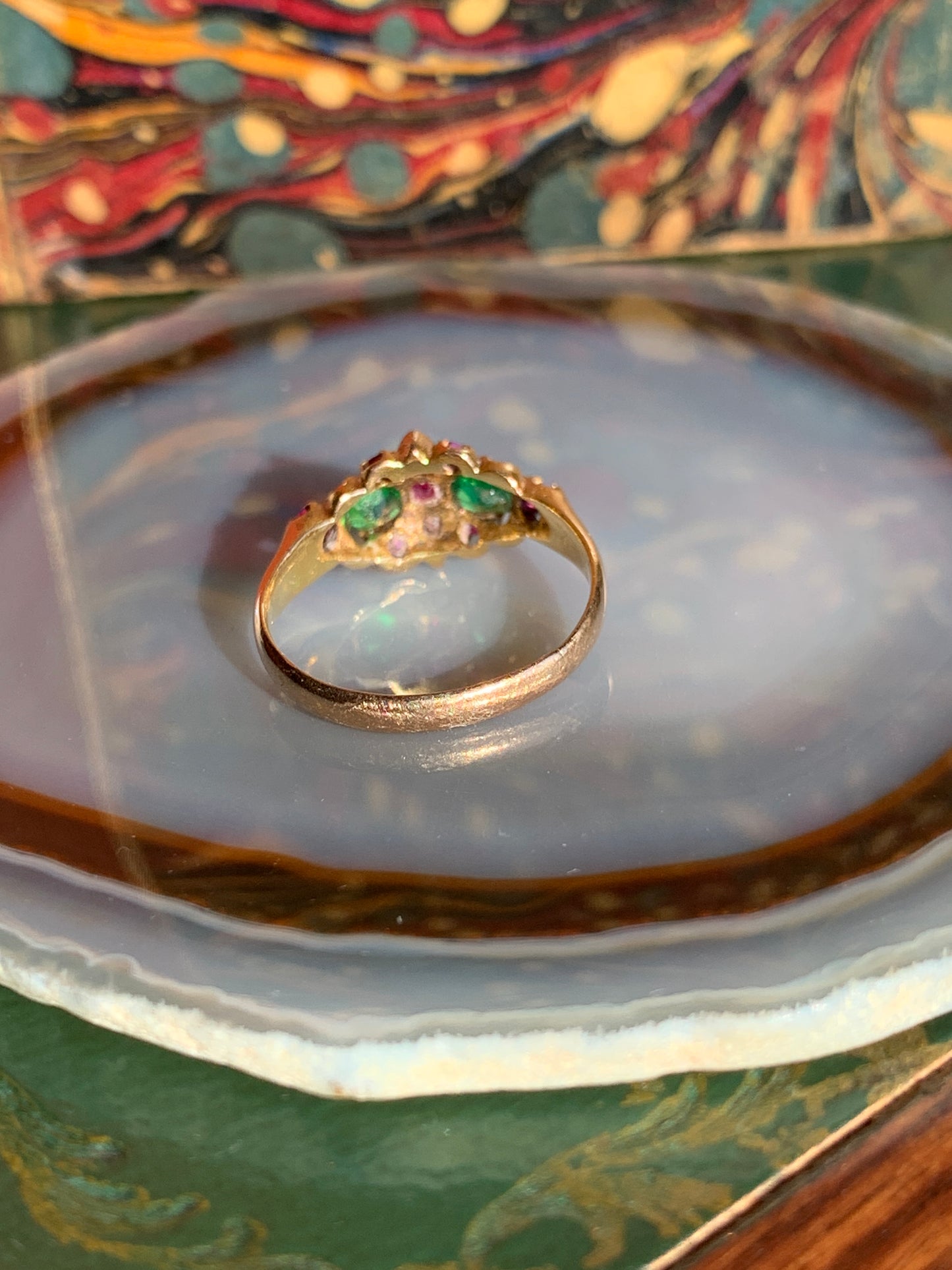Antique English 15K, Demantoid & Ruby Ring