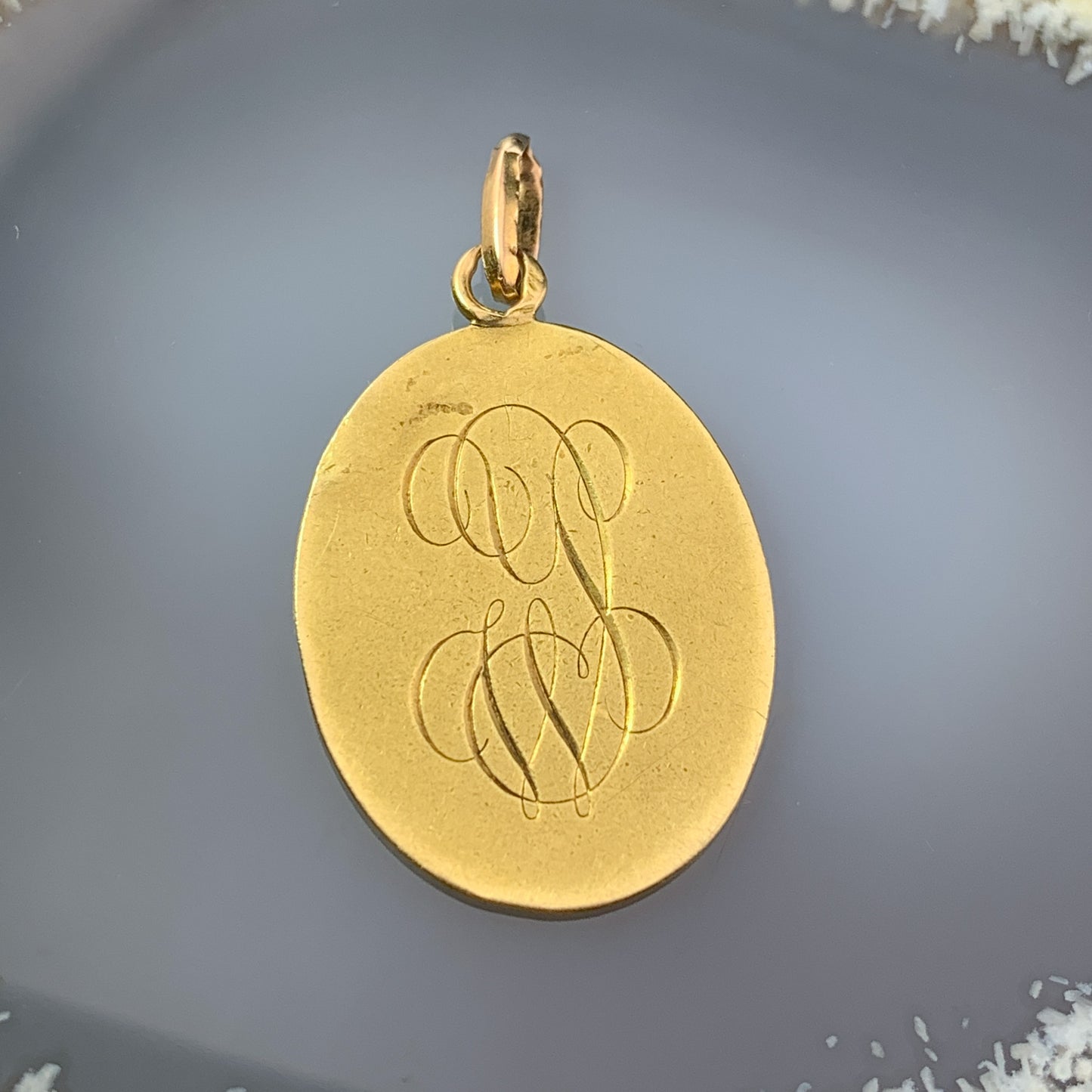 Vintage French 18K Cariati Virgin Mary Medal