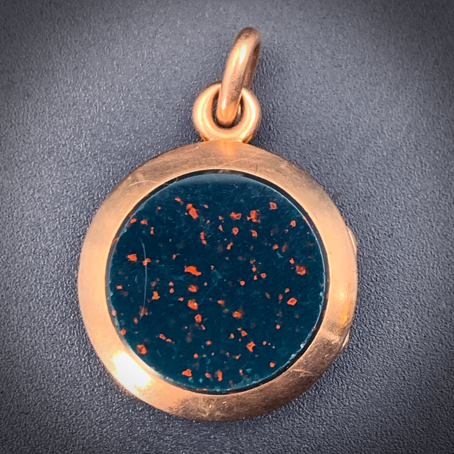 Antique 15K, Bloodstone & Carnelian Locket Watch Fob/Pendant