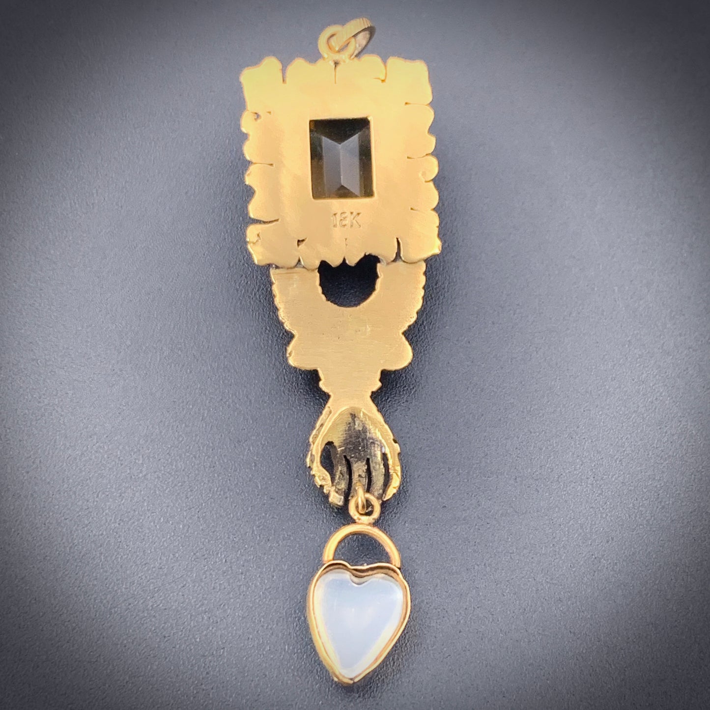 SOLD Antique 18K, Citrine & Moonstone Pendant