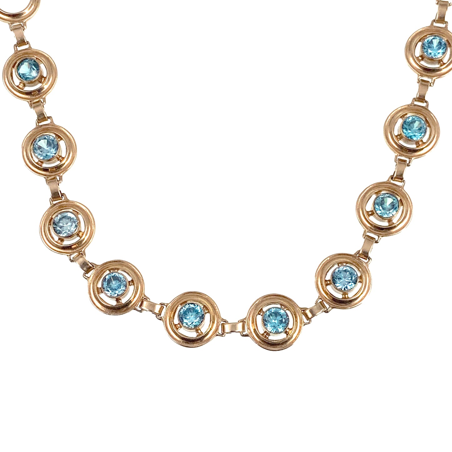 Vintage Retro 14K & Blue Topaz Necklace (14.25")