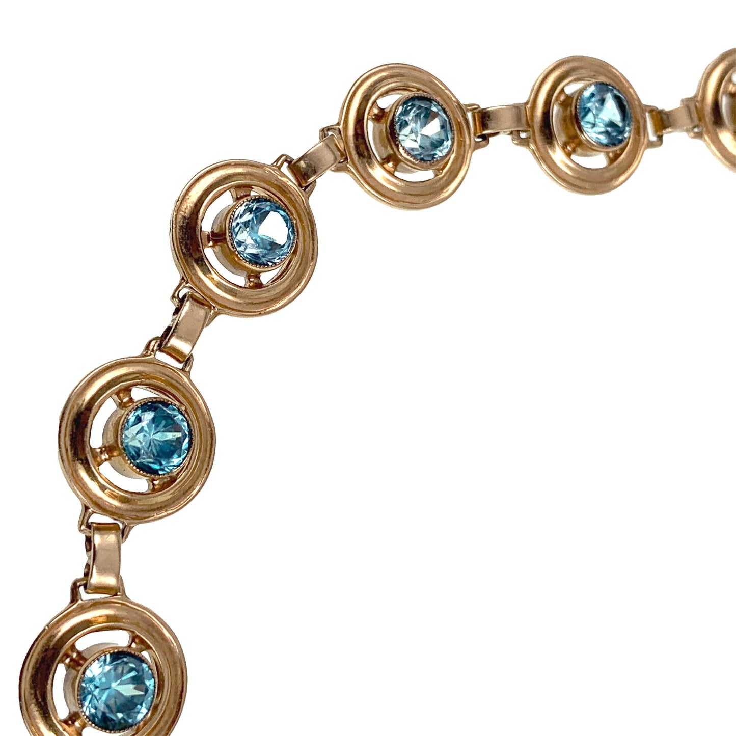 Vintage Retro 14K & Blue Topaz Necklace (14.25")
