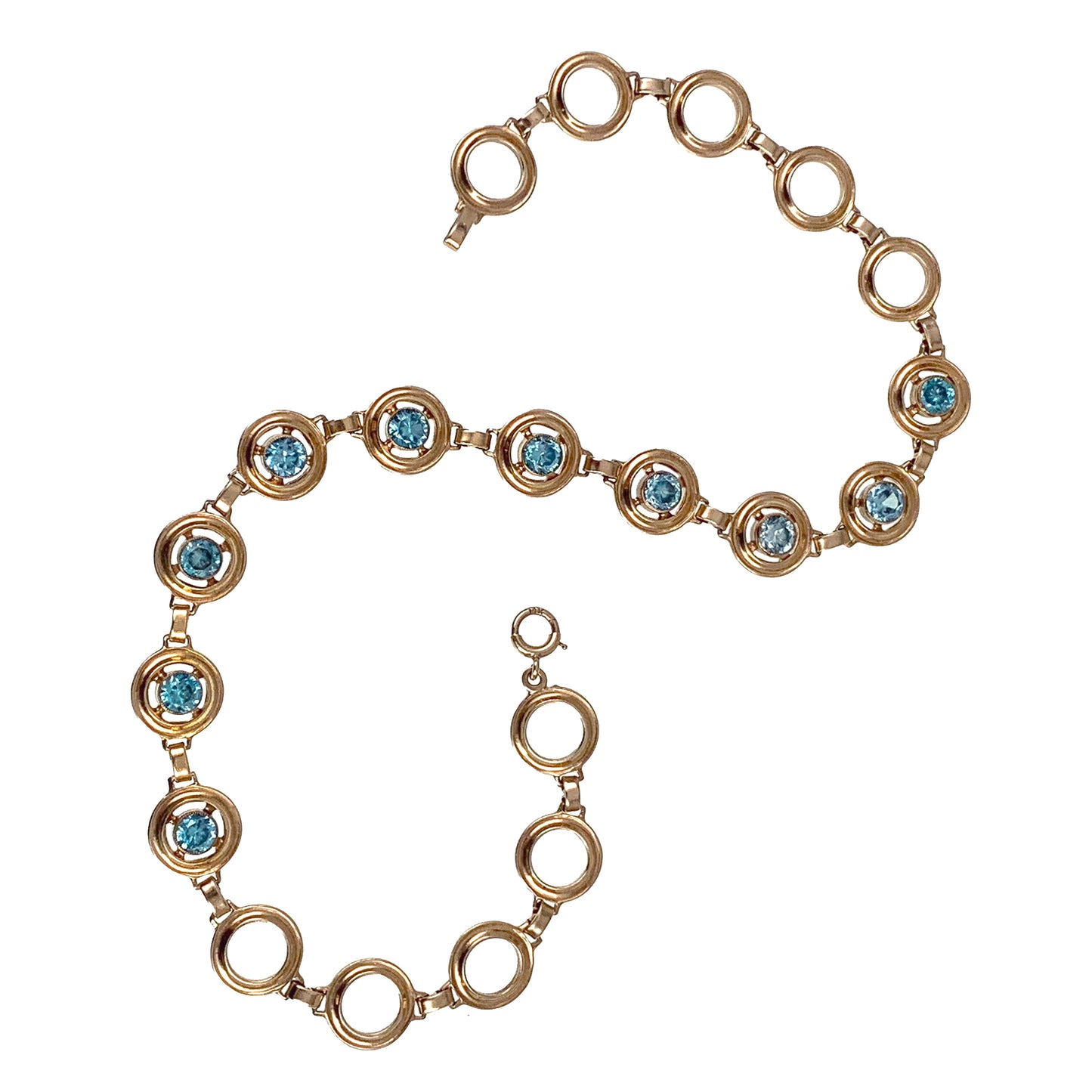 Vintage Retro 14K & Blue Topaz Necklace (14.25")