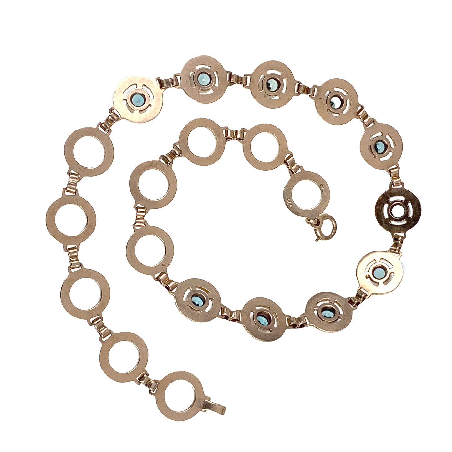 Vintage Retro 14K & Blue Topaz Necklace (14.25")