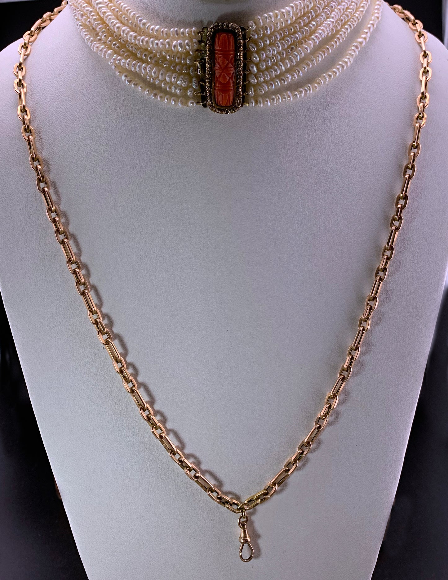 Antique 14K Rose Gold Chain W/Dog Clip