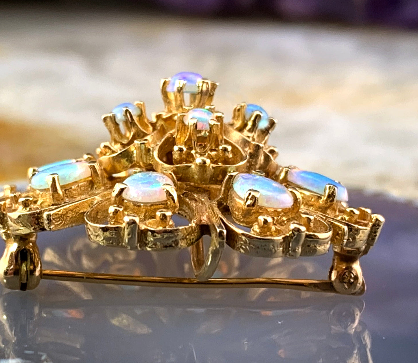 Wonderful Victorian Revival Vintage 14K & Opal Brooch