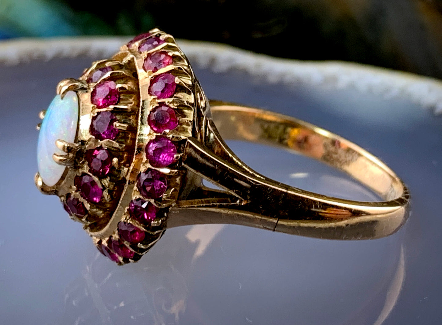 Vintage 18K, Ruby & Opal Cocktail Ring
