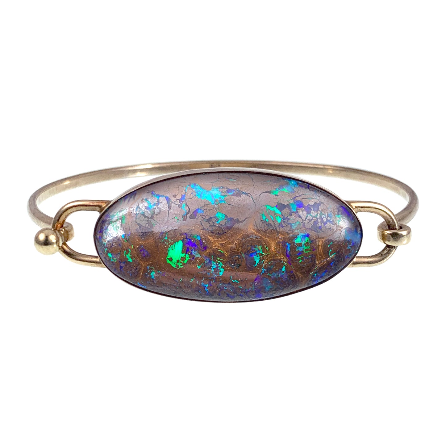 SOLD Estate 9K & Black Boulder Opal Bracelet