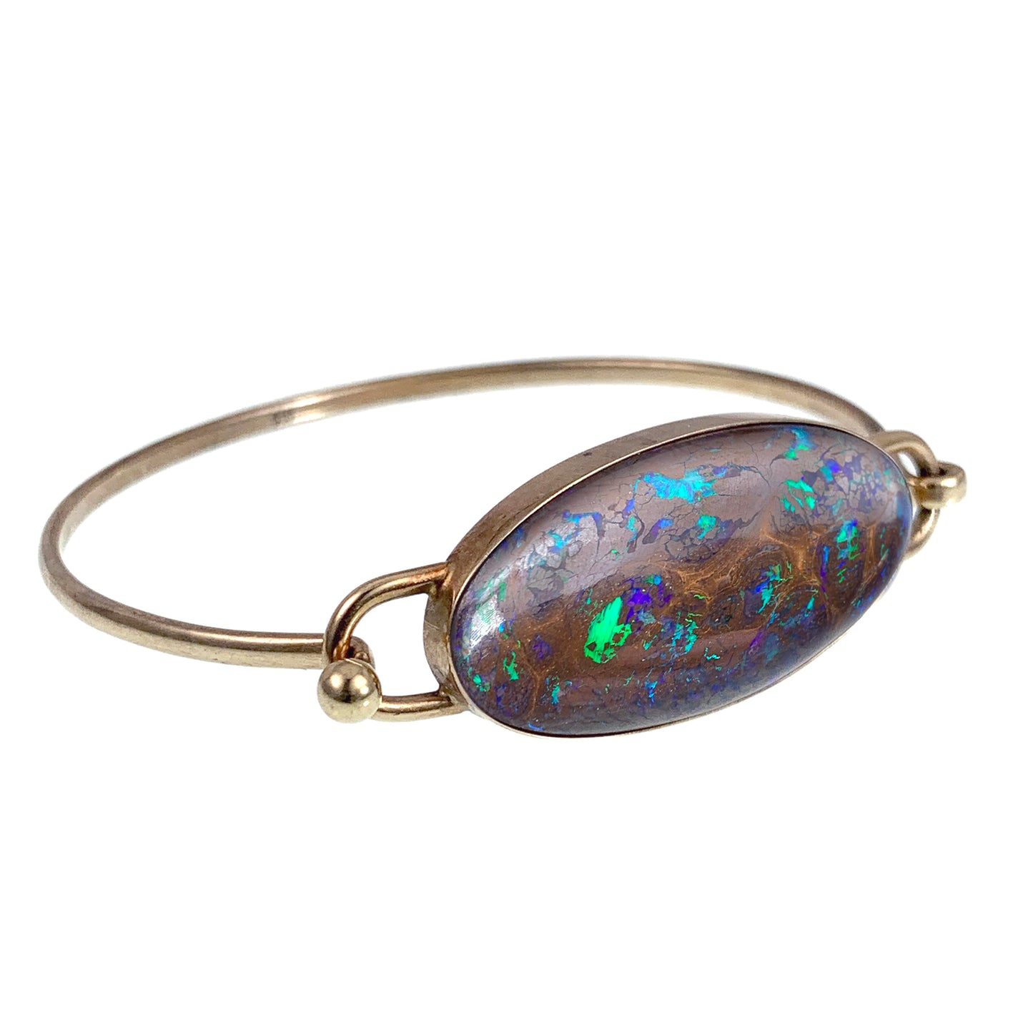SOLD Estate 9K & Black Boulder Opal Bracelet