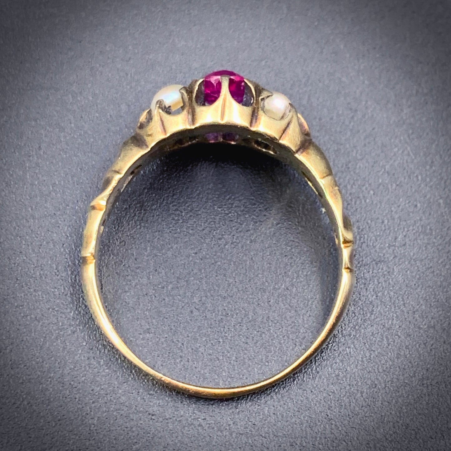 Antique 18K, Ruby & Pearl Ring