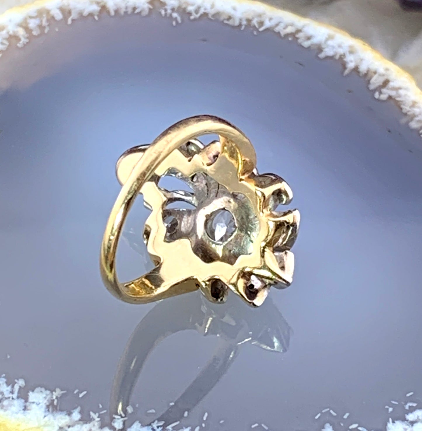 Vintage 14K & Diamond Floral Cocktail Ring