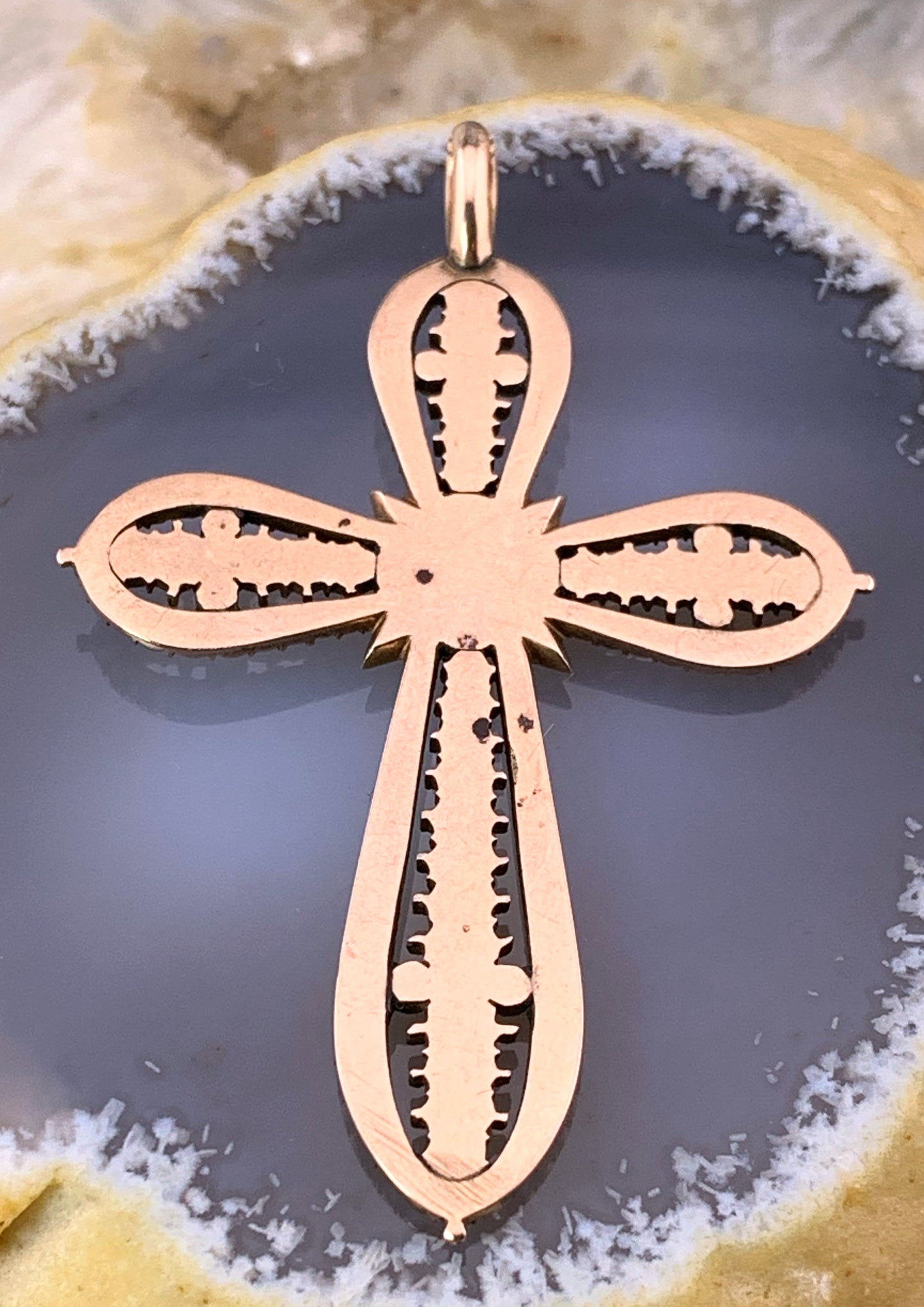 SOLD Antique French 18K & Natural Pearl Cross Pendant