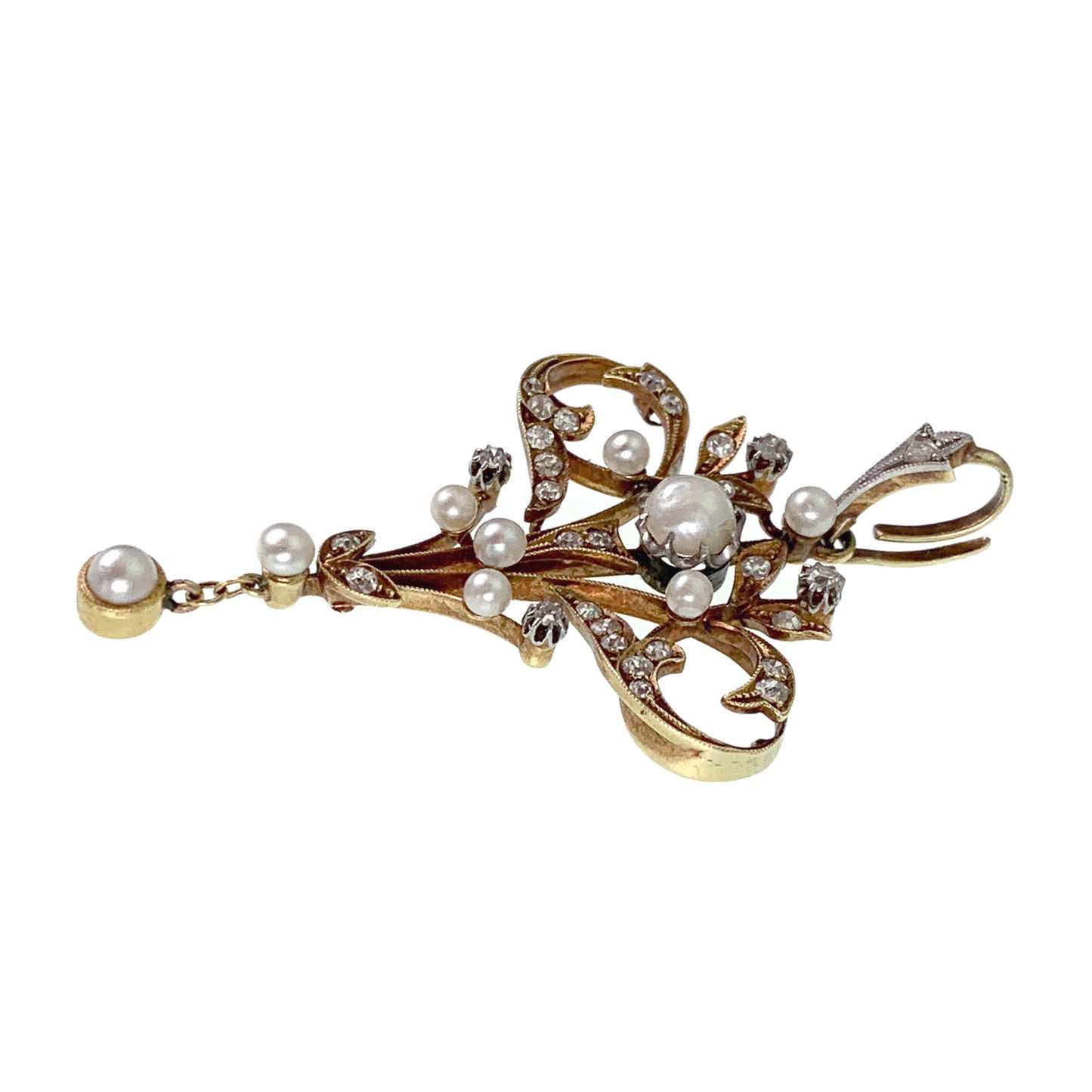 Antique Art Nouveau 18K & Pearl Pendant